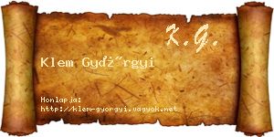 Klem Györgyi névjegykártya