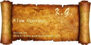 Klem Györgyi névjegykártya